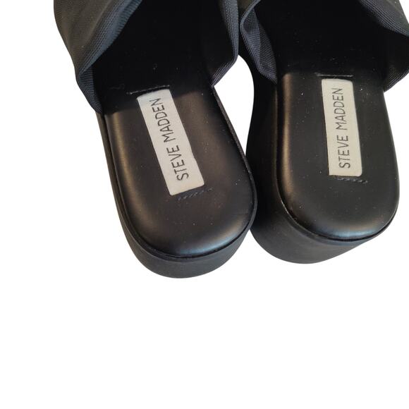 Steve Madden Sz 38 (7.5) Black Slinky 30 Slide Sandals 90s Y2K Chunky Platform - Picture 4 of 8